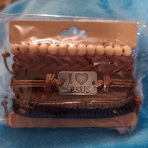 I Love Jesus bracelet. 4 bracelets,  3 leather adj